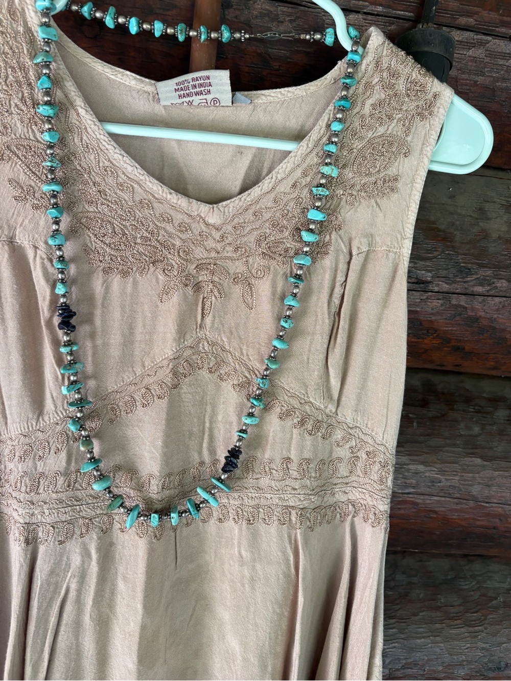 Braja M Hippie Boho embroidered Tan Womens Sleeveless Top tunic Gypsy style - Picture 3 of 11